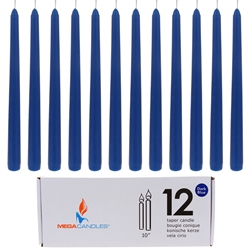 Mega Candles - 12 pcs 10" Unscented Taper Candle in White Box - Dark Blue