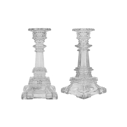 Mega Candles - 6" Eiffel Tower Taper Glass Candle Holder - Clear