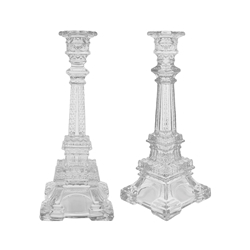 Mega Candles - 10.5" Eiffel Tower Taper Glass Candle Holder - Clear