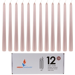 Mega Candles - 12 pcs 10" Unscented Taper Candle in White Box - Rose Gold