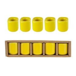 Mega Candles - 5 pcs Ceramic 1/2" Chime / Spell Candle Holder - Yellow
