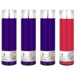 Mega Candles - 4 pcs Unscented Christmas Advent Candles, Glass Tall Container Candle - Asst