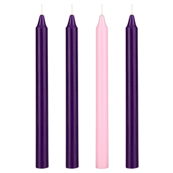 Mega Candles - 4 pcs 10" Unscented Advent Straight Taper Candle - Assorted