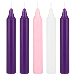 Mega Candles - 5 pcs 5" Unscented Advent Taper Candle - Assorted