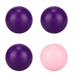 Mega Candles - 4 pcs 4" Unscented Advent Round Ball Candle - Assorted