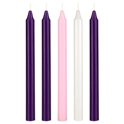 Mega Candles - 5 pcs 10" Unscented Advent Straight Taper Candle - Assorted