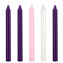 Mega Candles - 5 pcs 8" Unscented Advent Straight Taper Candle - Assorted