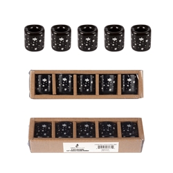 Mega Candles - 5 pcs Ceramic 1/2" Stars in Silver Chime Candle Holder - Black