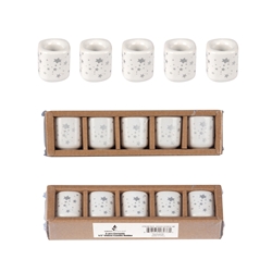Mega Candles - 5 pcs Ceramic 1/2" Stars in Silver Chime Candle Holder - White