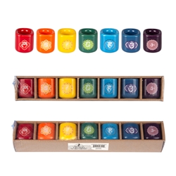 Mega Candles - 7 pcs Ceramic 7/8" Chakra Chime Spell Candle Holder - Asst