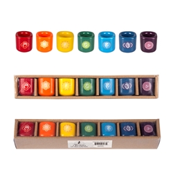Mega Candles - 7 pcs Ceramic 3/4" Chakra Chime Spell Candle Holder - Asst
