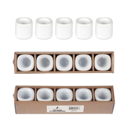 Mega Candles - 5 pcs Ceramic 7/8" Chime / Spell Candle Holder - White