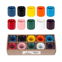 Mega Candles - 10 pcs Ceramic 7/8" Chime / Spell Candle Holder - Asst