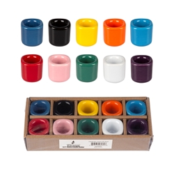 Mega Candles - 10 pcs Ceramic 3/4" Chime / Spell Candle Holder - Asst