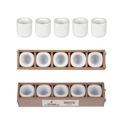Mega Candles - 5 pcs Ceramic 3/4" Chime / Spell Candle Holder - White