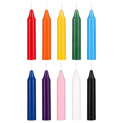 Mega Candles 10 pcs 4 Inch Unscented Exquisite Mini Taper Chime Spell Candles - Assorted