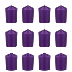 Mega Candles -12 pcs 15 Hours Unscented Votive Candle in White Box - Purple
