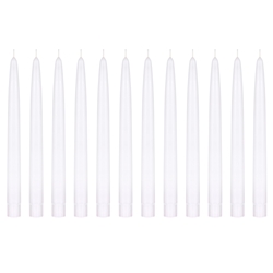 Mega Candles - 12 pcs 10" Unscented Self Fitting Taper Candle in White Box - White