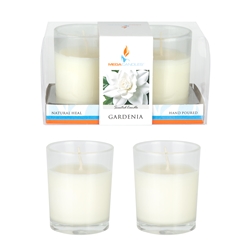 Mega Candles - 2 pcs Scented Poured Votive Glass Container Candle in Box - Fresh Linen