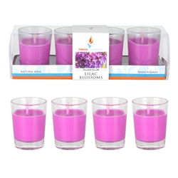Mega Candles - 4 pcs Scented Mini Glass Container Candle in Box - Lilac Blossom