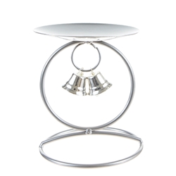 Mega Candles - Pillar / Round Bells Metal Candle Holder - Matte Silver