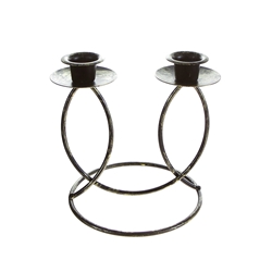 Mega Candles -Two Taper Metal Candle Holder - Bronze